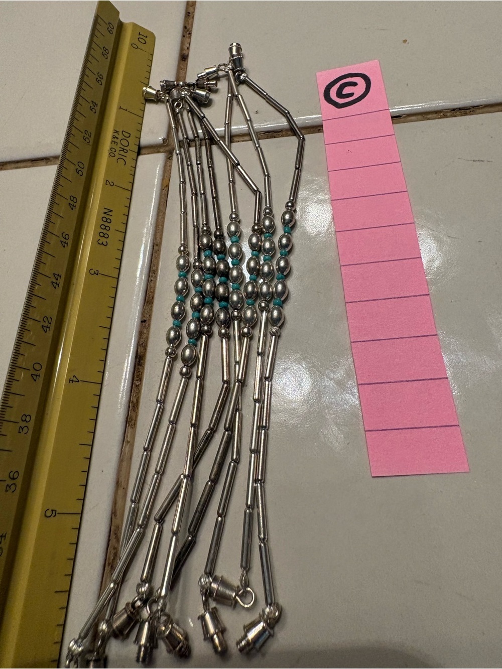8 Silver-Tone Multi-Strand Bracelet with Turquoise Accent Beads